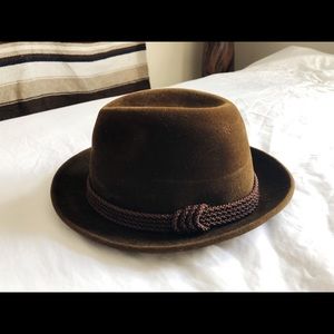 Brown Velvet Habig Vintage Brim Hat